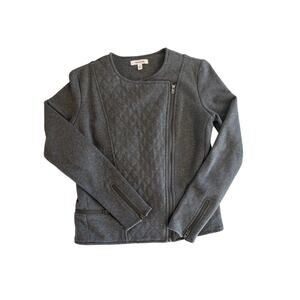 ATHLETA GRAY QUILTED ZIP UP JACKET SIZE SMALL, CASUAL, OUTERWEAR MOTO JACKET